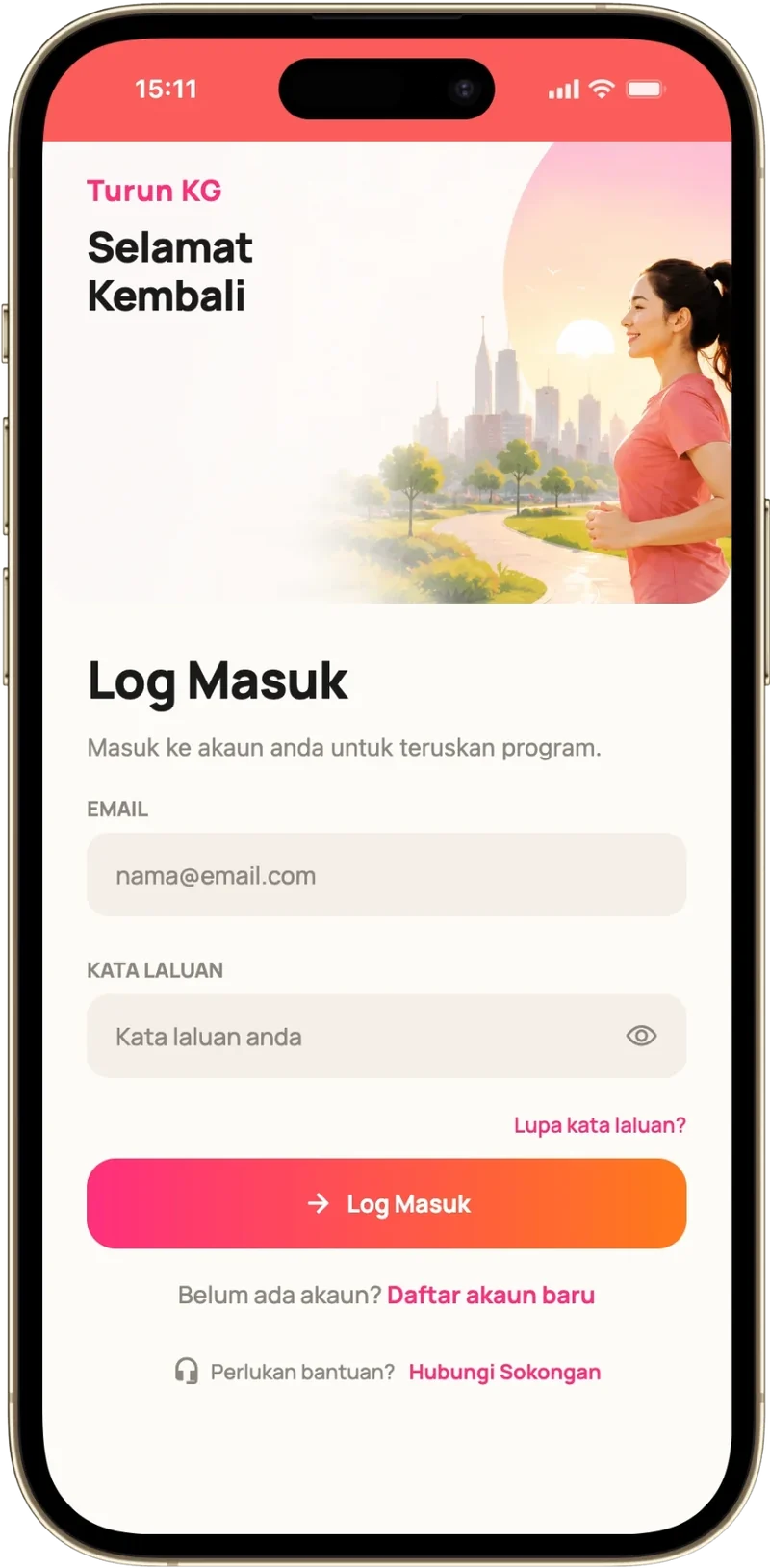 Skrin app: Akaun Peserta